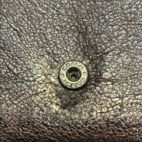 Coach Metallic Pewter Pebbled Leather Envelope Wallet - Silver Logo Hardware - Picture 5 of 16
